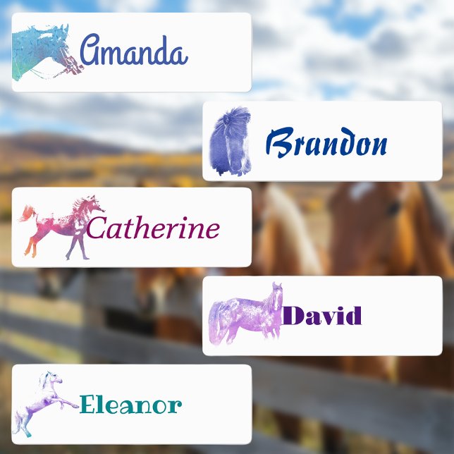 Watercolor Horses Personalized Labels (Creator Uploaded)