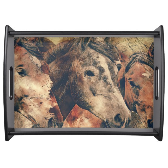 Watercolor Horses Serving Tray (Front)