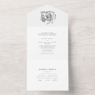 Watercolor Horses Simple White Wedding   All In One Invitation