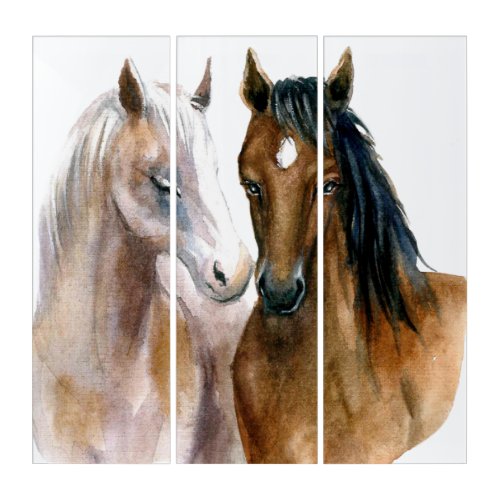 Watercolor Horses Triptych