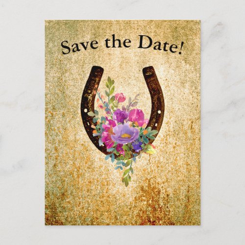 Watercolor horseshoe personalized Save the Date Holiday Postcard