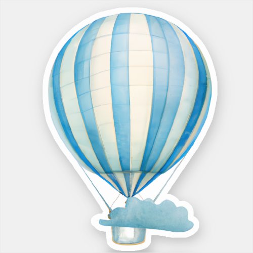 Watercolor Hot Air Balloon and cloud Sticker