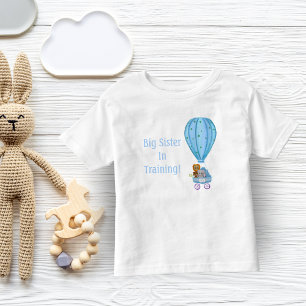 Watercolor Hot Air Balloon Baby Shower Big Sister Toddler T-shirt