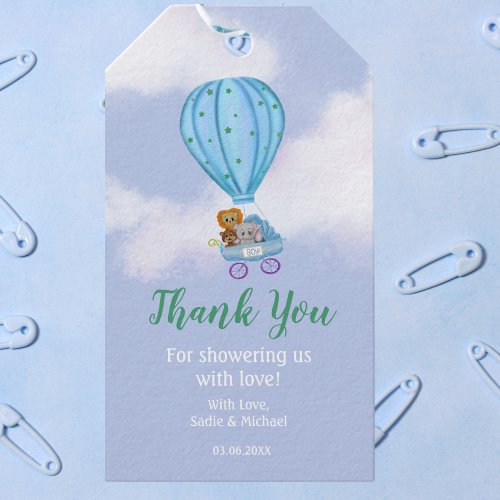 Watercolor Hot Air Balloon Baby Shower Boy  Gift Tags