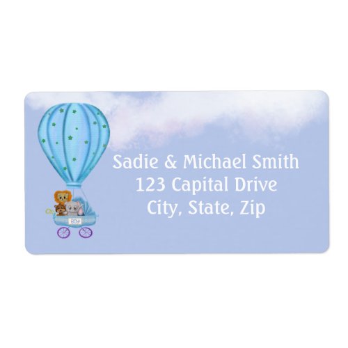 Watercolor Hot Air Balloon Baby Shower Boy  Label