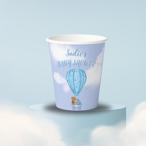 Watercolor Hot Air Balloon Baby Shower Boy Paper Cups