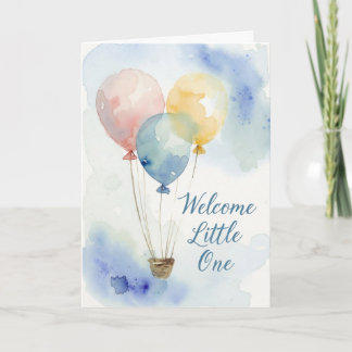 Watercolor Hot Air Balloon Baby Shower Card