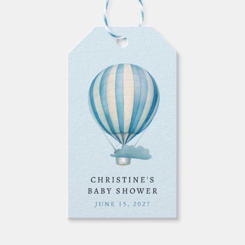 Watercolor Hot Air Balloon Baby Shower Gift Tags