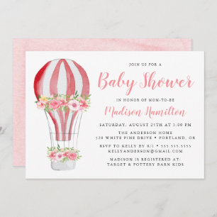 Watercolor Hot Air Balloon Baby Shower Invitation