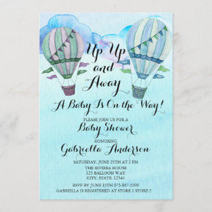 Watercolor Hot Air Balloon Baby Shower Invitation
