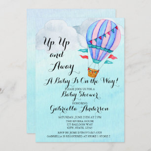 Watercolor Hot Air Balloon Baby Shower Invitation