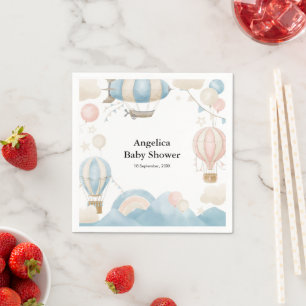 Watercolor Hot Air Balloon Baby Shower  Napkins