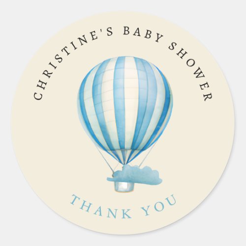 Watercolor Hot Air Balloon Baby Shower Thank You Classic Round Sticker