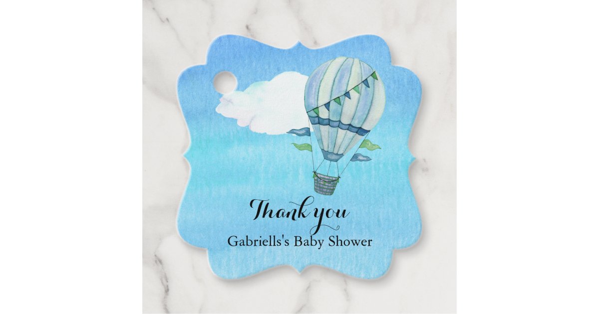 Watercolor Hot Air Balloon Baby Shower Thank You Favor Tags