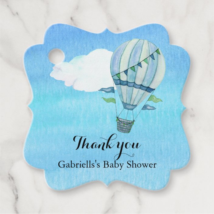 Watercolor Hot Air Balloon Baby Shower Thank You Favor Tags Zazzle Com