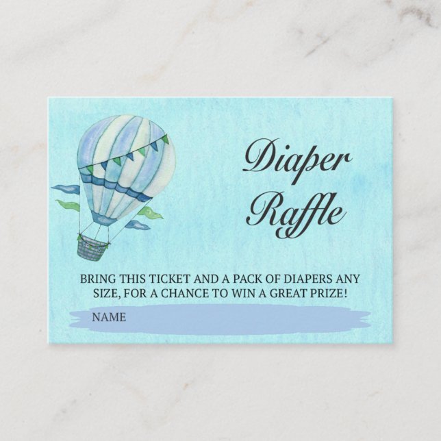 Watercolor Hot Air Balloon  Diaper Raffle Ticket Enclosure Card (Front)