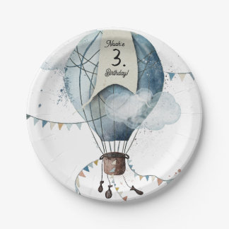 Watercolor Hot Air Balloon // Kid’s Birthday Paper Plates