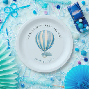 Watercolor Hot Air Balloon Paper Plates
