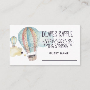 Watercolor Hot Air Balloon Party in Blue Enclosure Card