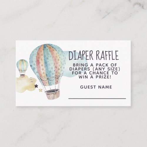 Watercolor Hot Air Balloon Party in Blue Enclosure Card