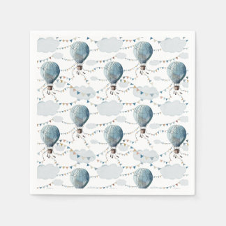 Watercolor Hot Air Balloon White // Kid’s Birthday Napkins