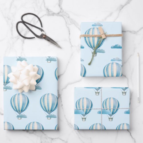 Watercolor Hot Air Balloon Wrapping Paper Sheets