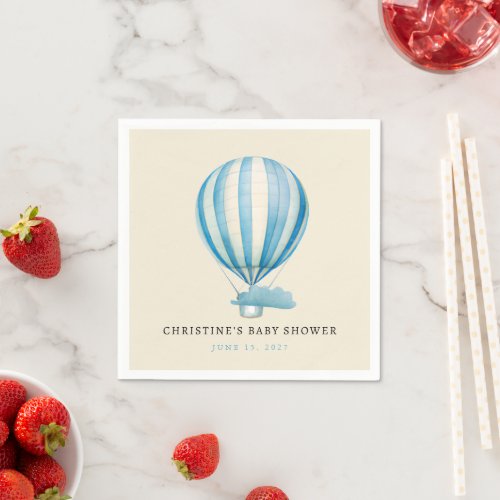 Watercolor Hot Air Balloons Baby Shower Napkins