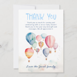 Watercolor hot air balloons baby shower thank you