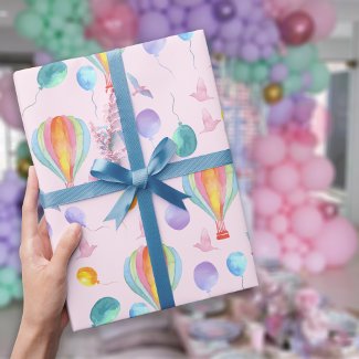 Watercolor Hot-Air-Balloons Pattern