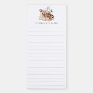 Watercolor Hot Cocoa & Cake Personalized Magnetic Notepad