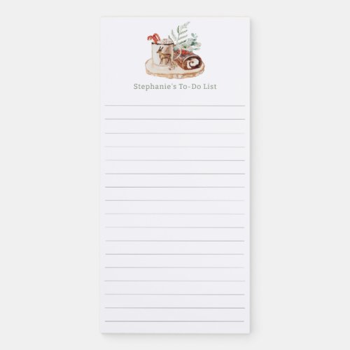 Watercolor Hot Cocoa  Cake Personalized Magnetic Notepad