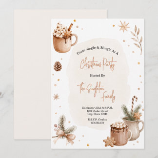 Watercolor Hot Cocoa Christmas Party Invitation