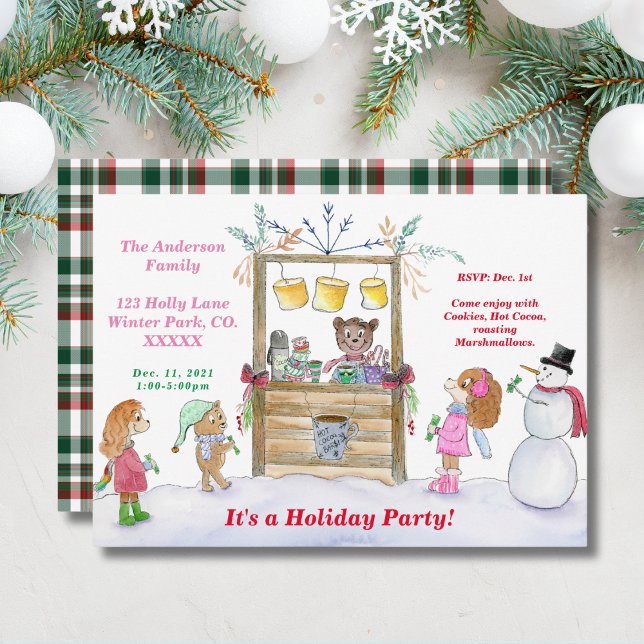 Watercolor Hot Cocoa Christmas Party  Invitation (Creator Uploaded)