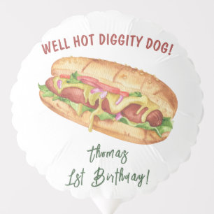 Watercolor Hot Dog Kids Birthday Balloon
