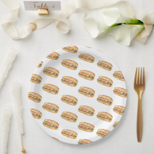 Watercolor Hot Dog Kids Birthday Paper Plates