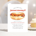 Watercolor Hot Dog Kids Birthday Party Invitation<br><div class="desc">Cute hot dog-themed birthday invitation featuring a watercolor illustration of a hot dog with ketchup and mustard. Personalize the hot dog birthday party invites with your child's name,  age,  and party details. The watercolor hot dog birthday invitation is perfect for summer birthday BBQs/cook outs for kids and adults alike!</div>