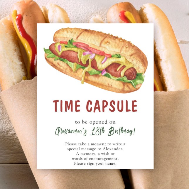 Watercolor HOT DOG Time Capsule 1st birthday Poster (Creator Uploaded)