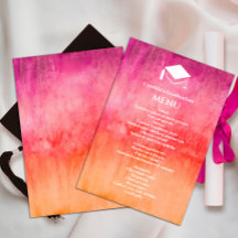 Watercolor Hot Pink and Orange Graduation Dinner 
