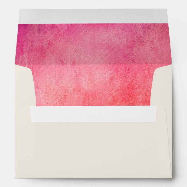 Watercolor Hot Pink and Orange Wedding Envelope (Back (Bottom))