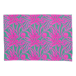 Watercolor Hot Pink Aqua Oversize Damask Inspired  Pillow Case