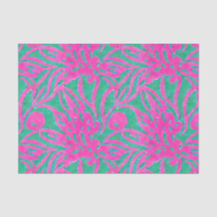 Watercolor Hot Pink Aqua Oversize Damask Inspired Tissue Paper