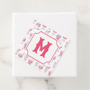 Watercolor Hot Pink Mahjong Cocktails Favor Tags