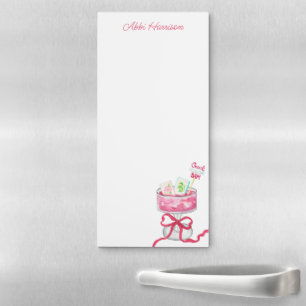 Watercolor Hot Pink Mahjong Cocktails Magnetic Notepad
