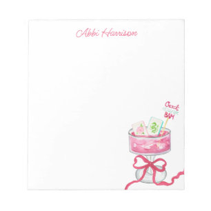 Watercolor Hot Pink Mahjong Cocktails Notepad