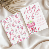 Watercolor Hot Pink Mahjong Cocktails Party