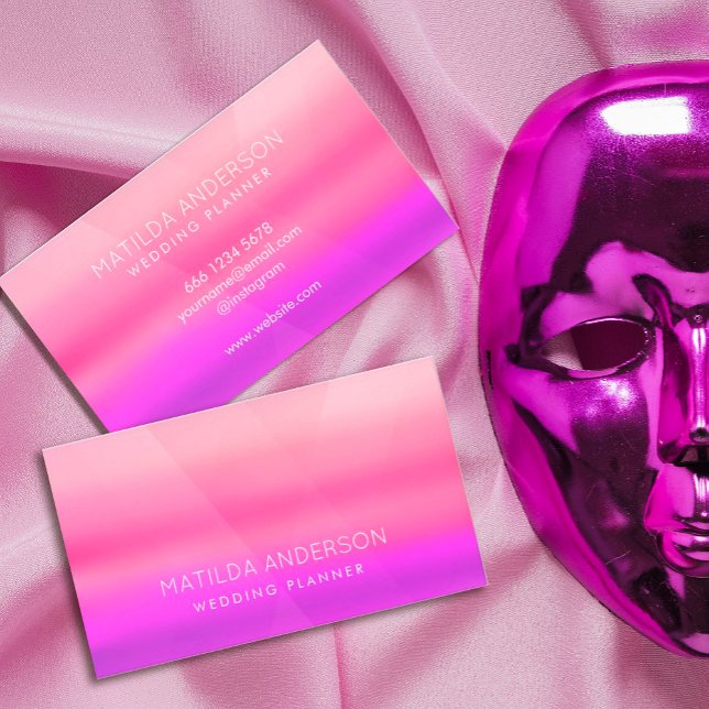 Watercolor Hot Pink Modern  Business Card (#professionalminimalist #hotpink #neonhotpink #purpleandpink)