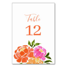 Watercolor Hot Pink Orange Floral