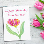 Watercolor Hot Pink Tulip Birthday Grandmother Thank You Card<br><div class="desc">Capture the essence of joy with this hand-painted watercolor parrot pink-purple tulip birthday card. Instant download for effortless sending. Delight your loved ones with vibrant colors and heartfelt wishes!</div>