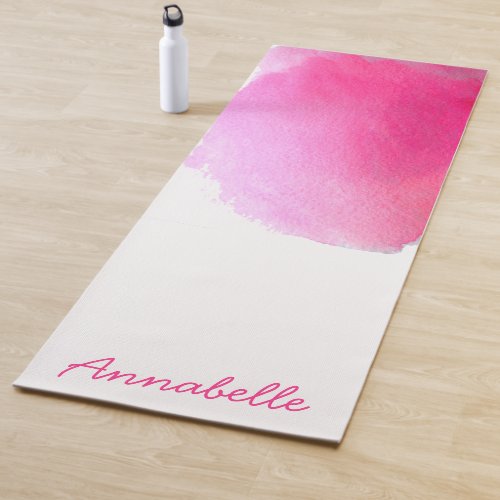 Watercolor hot pink vibrant energetic art yoga mat