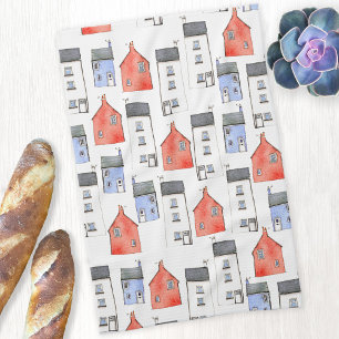 Watercolor House Art Kitchen Towel